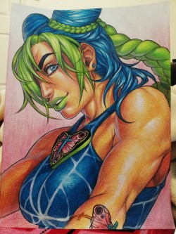 tellamine:  Finished Jolyne! I love her so much. Done with watercolors,