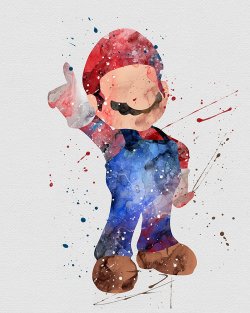 retrogamingblog:  Watercolor Mario made by Jonny&Britt