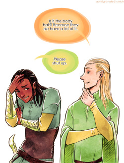 apfelgranate:  legolas tries to understand tauriel’s… fondness