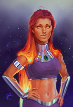 foosh-art:    okay but Starfire with hair like molten lava instead