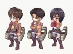  Eren, Levi, and Mikasa avatars from the SnK partnership with