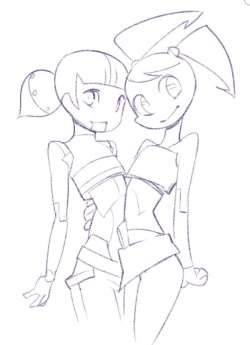 doxydoo:  more MLAATR sketchesThis time with RoboPenny  TwitterPatreon