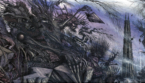 70sscifiart:  “Ian Miller is a fantasy illustrator and writer best known for his quirkily etched gothic style and macabre sensibility.” Another collection of exclusive images from The Art of Ian Miller, this time via Boing Boing.
