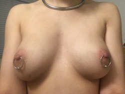 irishgirl613:  slut got huge new nipple rings today. They make