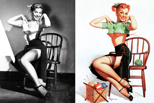 vintagegal:  Model poses and the finished paintings of Gil Elvgren 