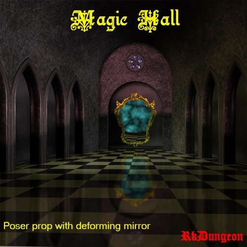 A Magic Hall Poser’s prop with a deforming mirror. Excellent for your fantasy scenes or any other use. Product Requirements and Compatibility: Poser 4  Daz Studio 4.7 with texture adjustments      http://renderoti.ca/Magic-Hall