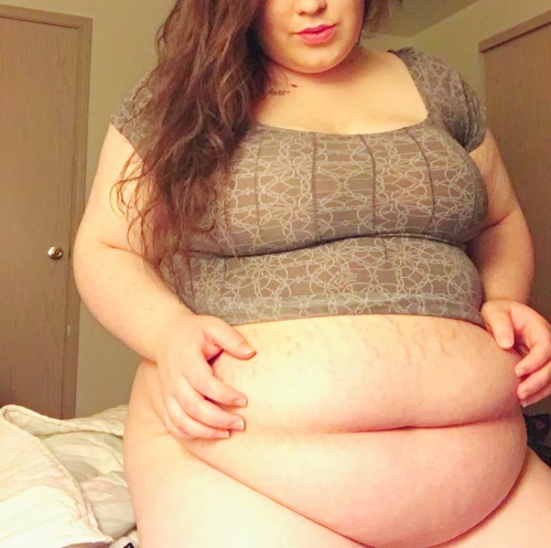 jiggle-monster-of-doom:  I love how my growing belly rests against my thighs.   Never stop feeding me. @hedonictone 