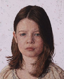sixpenceee:  This embroidered portrait of a young girl by Cayce