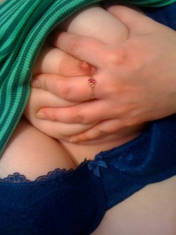 milkpuppies:  Wonderful handful. #nipple #bra #grab #areola #natural