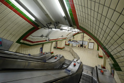 scavengedluxury:  Piccadilly Circus escalator. London, July 2015. 