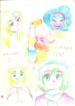 i doodled some colorful girls with colored pencils in psychology