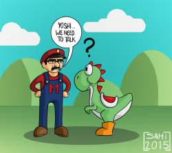 sami01:  Cause markiplier​​’s constant (and hilarious) parting with Yoshi during the livestream made me laugh so hard. Tried to draw him in style of the Super Mario World.