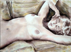 cg54kck:  Nude on SofaEddy Howard Smith - 1979 Chalk Drawing