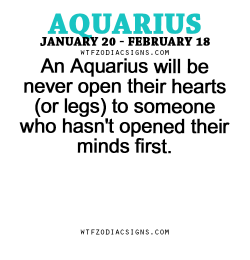 wtfzodiacsigns:An Aquarius will be never open their hearts (or