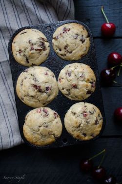 intensefoodcravings:Cherry Vanilla Muffins | Savory Simple