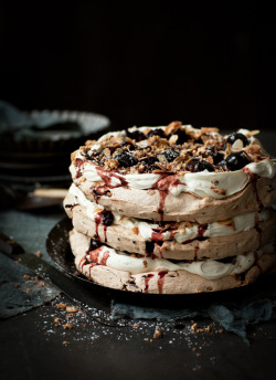 foodopia:  Chocolate, Almond, and Honey Pavlova with Fresh Cherries