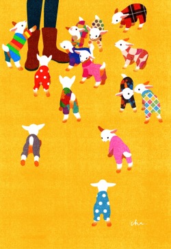 inprnt:“Baby goats in pajamas” by Heera Cha on INPRNT