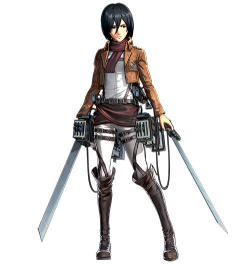 fuku-shuu:   The standard and DLC costumes for Mikasa in the