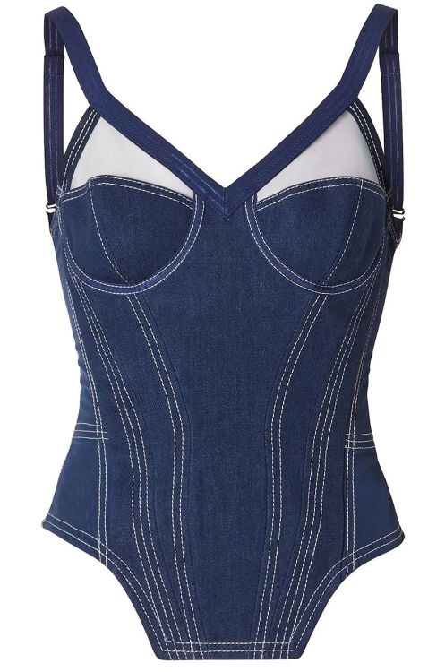 martysimone:Burberry by Riccardo Tisci | denim bustier top |