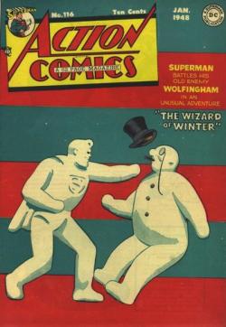 weirdvintage:  Superman fought a dapper snowman, “The Wizard