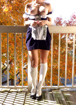fuckiamsexedout:  Girlfriend wearing a french maid costume (with