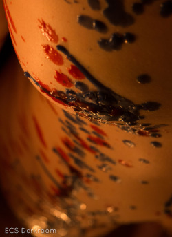 ecsdarkroom:Red Drip BlueModel: Avery VulpesECS Darkroom | @ecs.darkroom