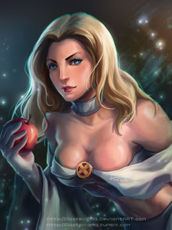 spyrale:  Emma Frost & Scarlet Witch by pastellZHQ