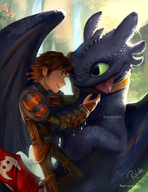 raidesart:   Throwback to this Hiccup and Toothless painting