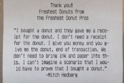 thecomicscomic:  Doughnut shop employee prints out Mitch Hedberg