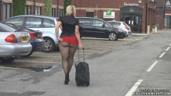 english-milf-daniella: business woman flashing her pantyhose