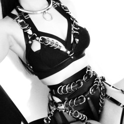 creepyyeha:  Leather Frame Bra, Uri Belt and Bottom Frame <3