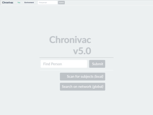 Chronivac v5.0 (based on the CYOC interactive story)Working on a mini TF project to make a Chronivac iPad mock up. If I had any idea how to make an app I would totally work on putting it together as a simple click through with maybe the ability to take