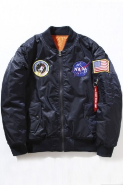 linmymind: Trendy Zip-up Coats&Jackets  NASA Logo  //  Embroidery