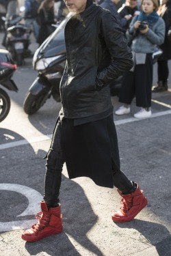 billy-george:  Rockin’ it in Rick OwensSpotted at Paris Fashion