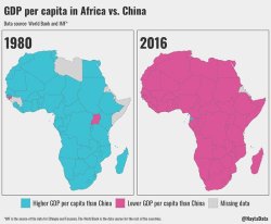 mapsontheweb: Maps of GDP per capita in Africa vs. China. In