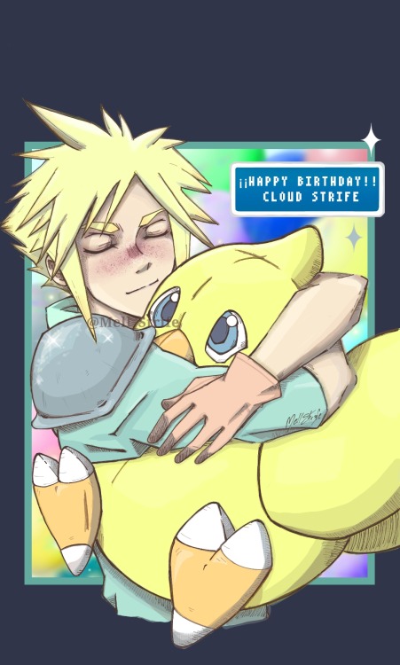 mell-strife:Fanart Cloud Strife & chocobo (FFVII) クラウド誕生祭2020