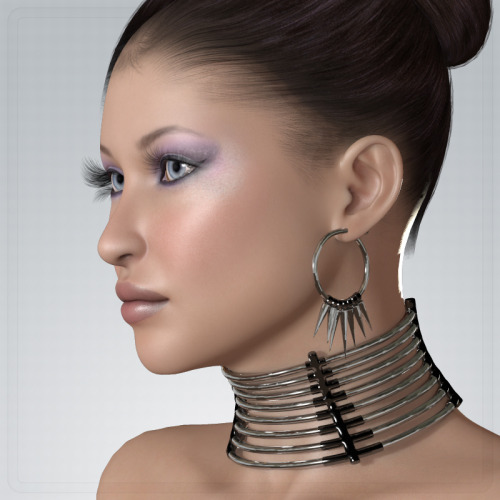 Savage Collar   A cool collar with matching earrings will turn V4 into a savage temptress…   You get: - Savage Collar Prop - Savage Earrings Props (Left & Right)  - Mats for Collar and Earrings (Mix: Black/Red/Silver/Gold) http://renderoti.ca/S