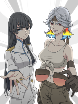 slbtumblng:OVA Ragyo and Satsuki by cosom*Kneel down at their