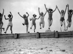  The O’Gorman Chorus girls on the beach at Worthing, June