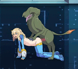 Cute and sexy blonde hentai slut getting fucked by a green alien