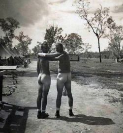 vintagemaleerotica:  Two naked soldiers. Private photo.1940s?
