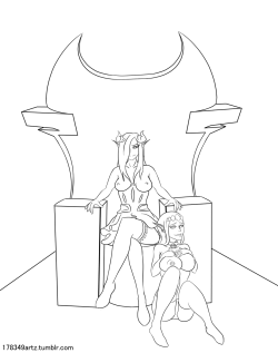 The line art for the throne request is done :)The succubus is