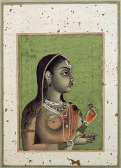 mughalshit:  museeguimet:  Buste de femmeDynastie Moghole (1526-1858)Gouache, peinture sur papierInde &copy; RMN-Grand Palais (musée Guimet, Paris) / Daniel Arnaudet  Bust of a Woman India, Mughal, date unknown Gouache on paper 