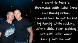 wrestlingssexconfessions:  I want to have a threesome with John