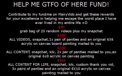 o0pepper0o:  Help me GTFO ASAP ON MY #fundme PAGE here: http://bit.ly/PepperMV