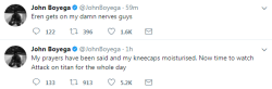 Actor John Boyega (Finn in the Star Wars reboot) is watching