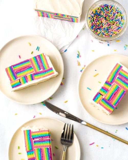 fullcravings:Geometric Rainbow Cake