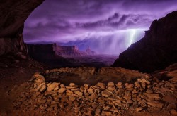 Invoking the ancients (thunderstorm near False Kiva, Canyonlands National Park, Utah)