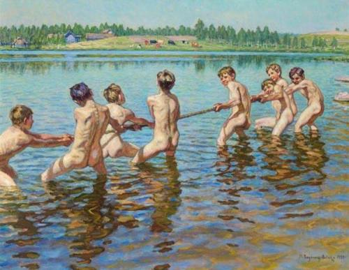 artist-belsky:Tug of War, 1939, Nikolay Bogdanov-Belsky