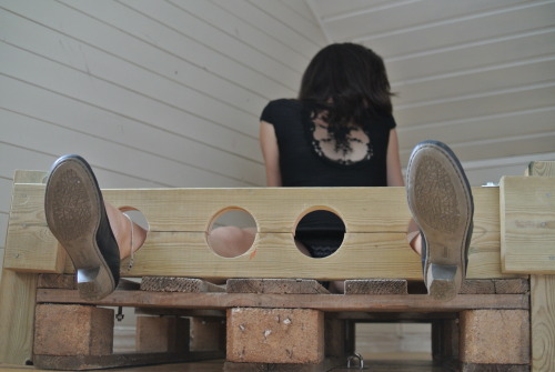 linkasfeet:  Linka dressed up and in the stocks part 1, as requested by stocksguy. Enjoy! 